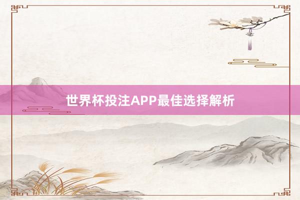 世界杯投注APP最佳选择解析